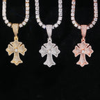 Flared Cross Pendant — Moissanite, 925 Silver