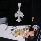 Flared Cross Pendant — Moissanite, 925 Silver