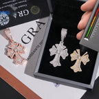 Flared Cross Pendant — Moissanite, 925 Silver