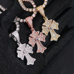 Flared Cross Pendant — Moissanite, 925 Silver