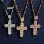 Flower Cross Pendant — Moissanite, 925 Silver