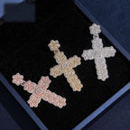 Flower Cross Pendant — Moissanite, 925 Silver