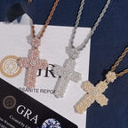 Flower Cross Pendant — Moissanite, 925 Silver