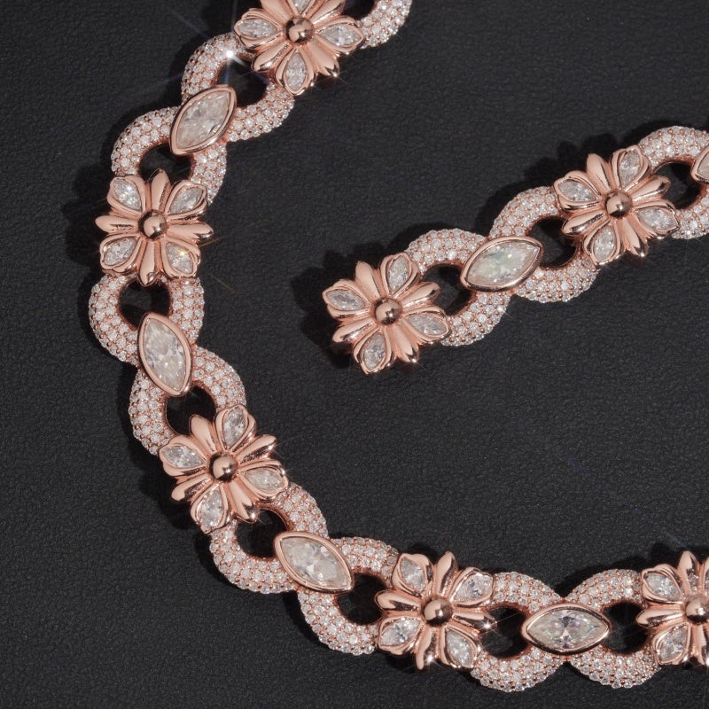 Flower Marquise Infinity Chain — Moissanite, 925 Silver