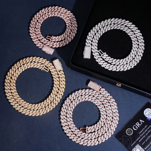 10mm Iced-Out Cuban Link Chain with moissanite in 925 silver