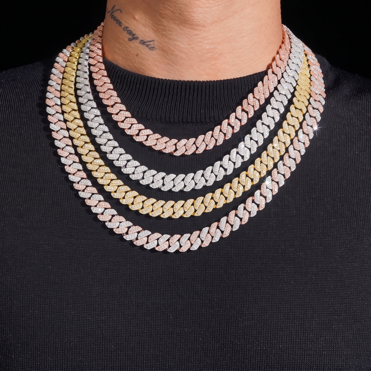 10mm Iced-Out Cuban Link Chain — Moissanite, 925 Silver