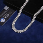 10mm Cuban Chain Honeycomb Setting — Moissanite, 925 Silver