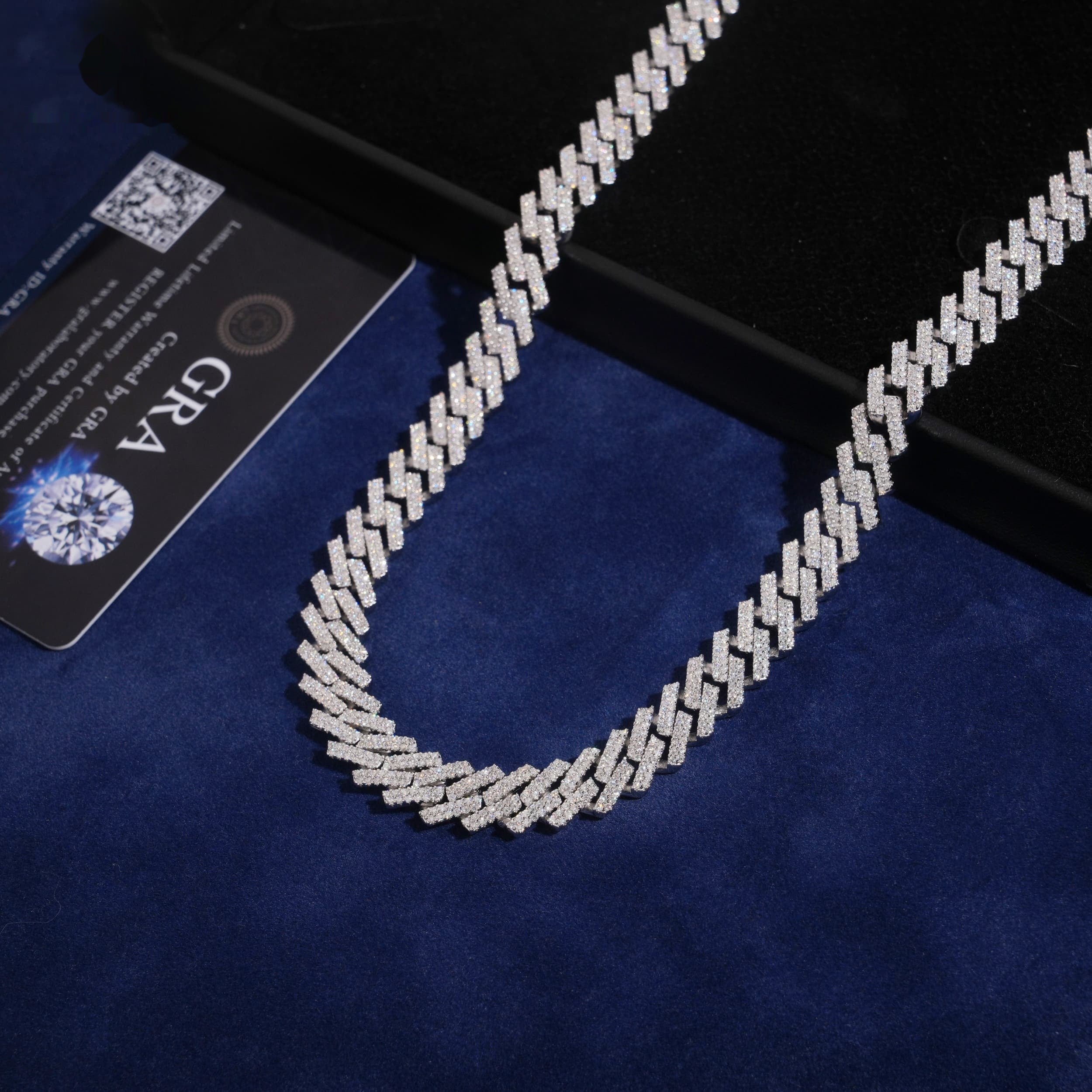 10mm Cuban Chain Honeycomb Setting — Moissanite, 925 Silver