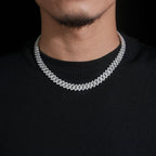 10mm Cuban Chain Honeycomb Setting — Moissanite, 925 Silver