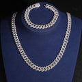 10mm Cuban Bracelet Pavé Setting — Moissanite, 925 Silver