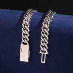 12mm Cuban Chain 2-Row Honeycomb Setting — Moissanite, 925 Silver