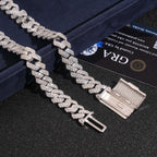 12mm Cuban Chain 2-Row Honeycomb Setting — Moissanite, 925 Silver