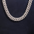15mm Cuban Chain 3-Row Honeycomb Setting — Moissanite, 925 Silver
