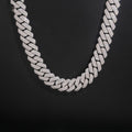 15mm Cuban Chain 4-Row Honeycomb Setting — Moissanite, 925 Silver