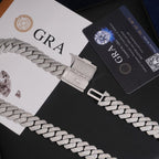 15mm Cuban Chain 4-Row Honeycomb Setting — Moissanite, 925 Silver