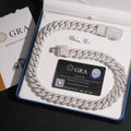 18mm Cuban Chain Pavé Mosaic Setting New Lock — Moissanite, 925 Silver