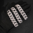 18mm Cuban Chain Pavé Mosaic Setting New Lock — Moissanite, 925 Silver
