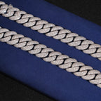 18mm Cuban Chain Pavé Mosaic Setting New Lock — Moissanite, 925 Silver