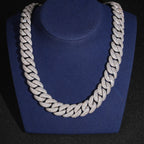 18mm Cuban Chain Pavé Mosaic Setting New Lock — Moissanite, 925 Silver