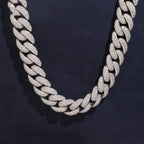 20mm Cuban Chain Pavé Mosaic Setting — Moissanite, 925 Silver