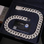 20mm Cuban Chain Pavé Mosaic Setting — Moissanite, 925 Silver