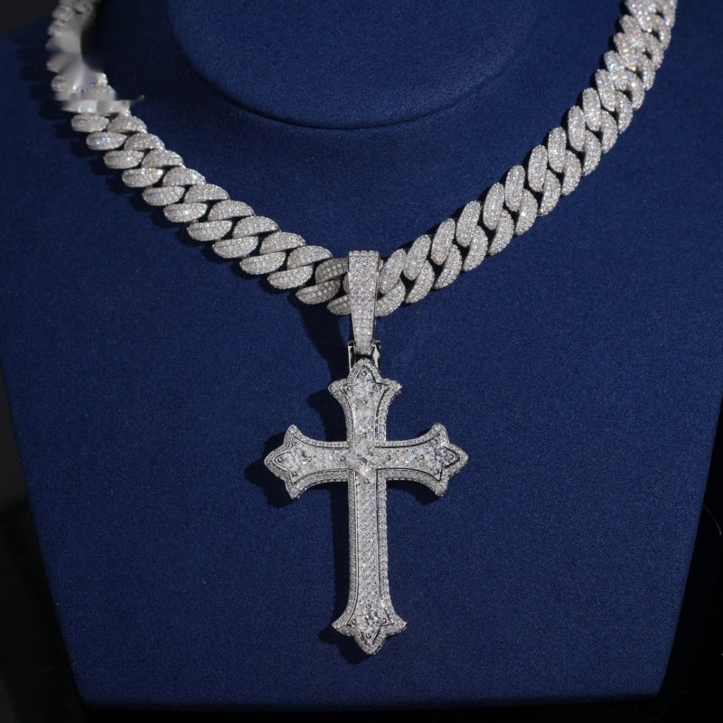 Arrow Tip Cross Pendant — Moissanite, 925 Silver