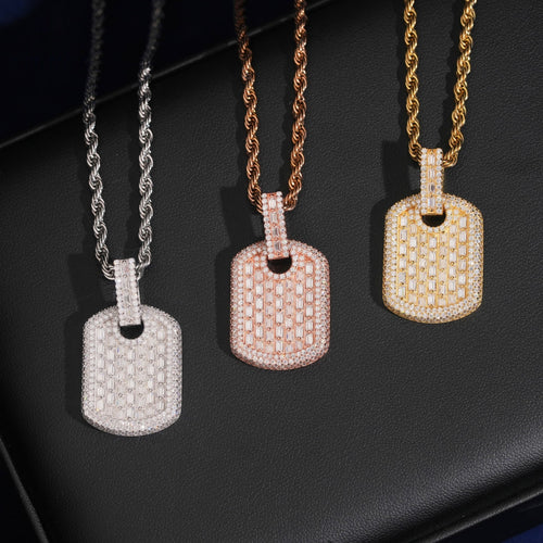 Baguette Tag Pendant — Moissanite, 925 Silver