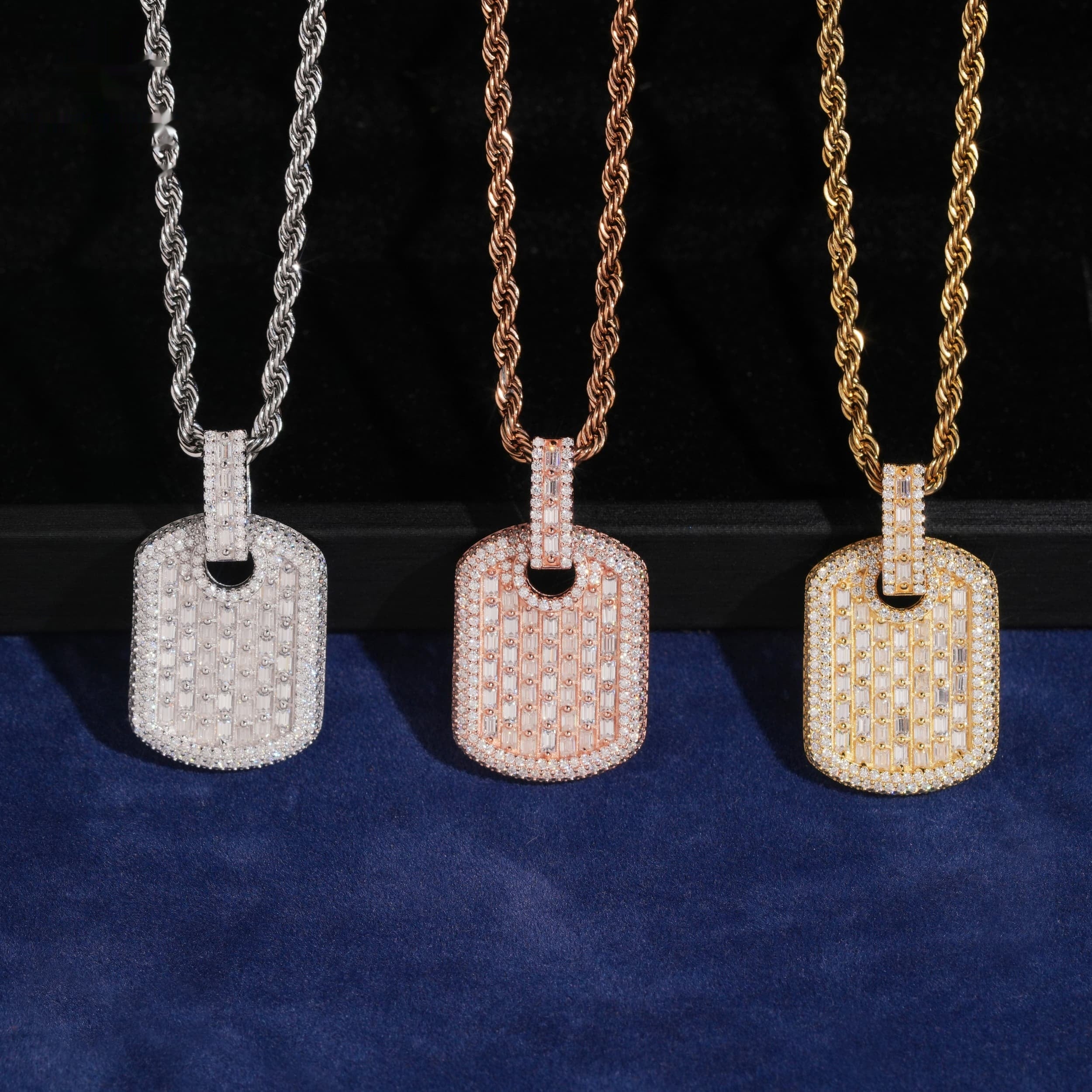 Baguette Tag Pendant — Moissanite, 925 Silver