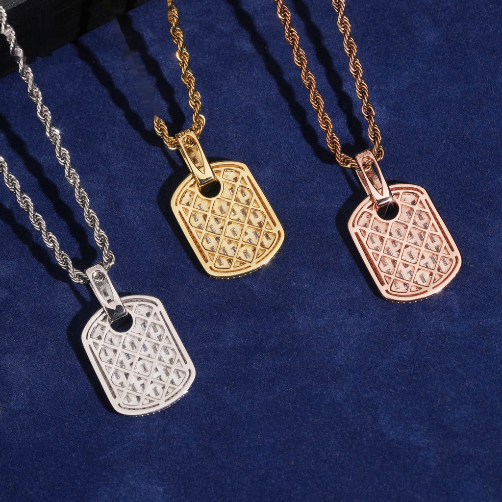 Baguette Tag Pendant — Moissanite, 925 Silver