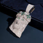 Emerald Crown Jesus Pendant — Moissanite, 925 Silver
