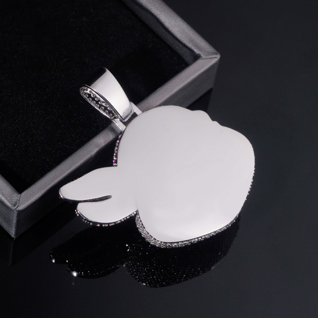 Pink Cartoon Monkey Pendant — Moissanite, 925 Silver