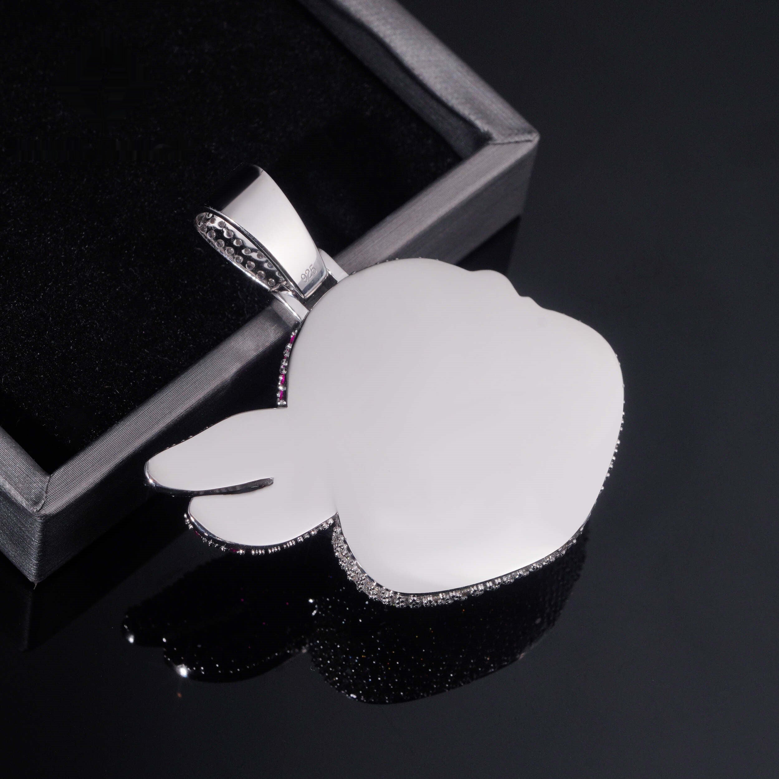 Pink Cartoon Monkey Pendant — Moissanite, 925 Silver