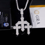 Triple Gothic Cross Pendant — Moissanite, 925 Silver