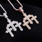 Triple Gothic Cross Pendant — Moissanite, 925 Silver