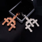 Triple Gothic Cross Pendant — Moissanite, 925 Silver