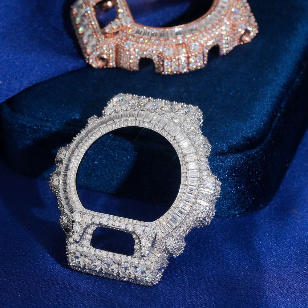 GShock DW6900 Baguette Bezel — Moissanite, 925 Silver