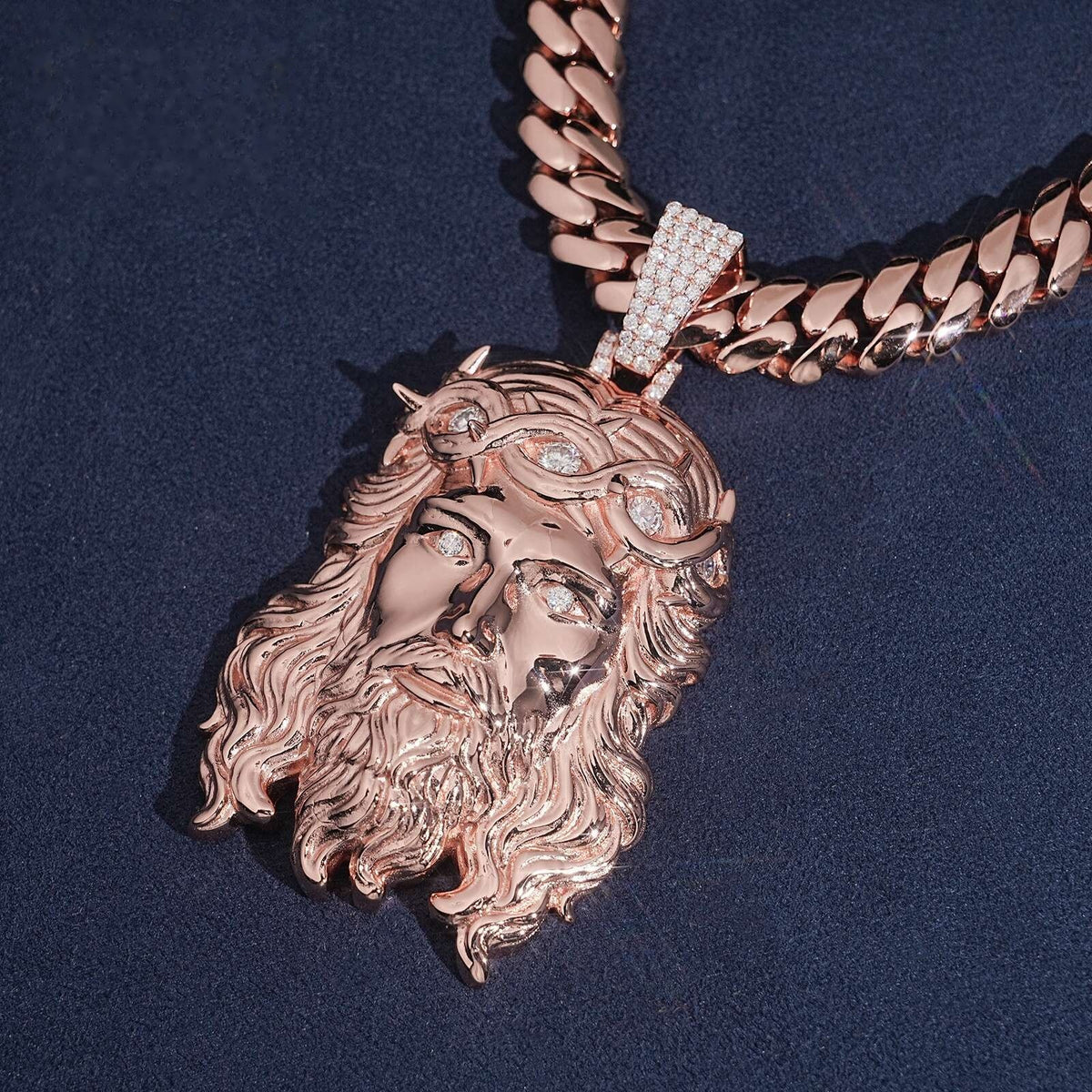 Half-Polished Jesus Piece — Moissanite, 925 Silver