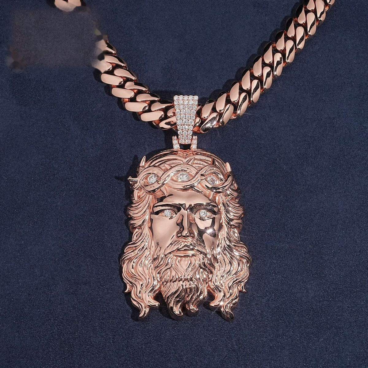 Half-Polished Jesus Piece — Moissanite, 925 Silver