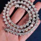 Heart Cut Tennis Chain — Moissanite, 925 Silver