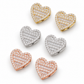 Baguette Heart Earrings Screw Back — Moissanite, 925 Silver