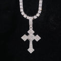 Iced Bail Baguette Cross Pendant — Moissanite, 925 Silver