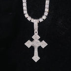 Iced Bail Baguette Cross Pendant — Moissanite, 925 Silver