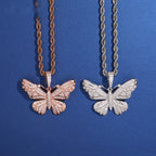 Iced Butterfly Pendant — Moissanite, 925 Silver
