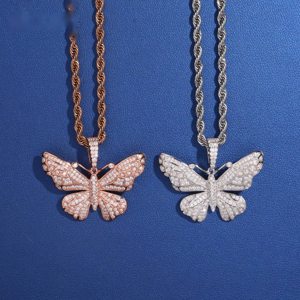 Iced Butterfly Pendant — Moissanite, 925 Silver
