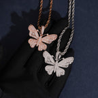 Iced Butterfly Pendant — Moissanite, 925 Silver
