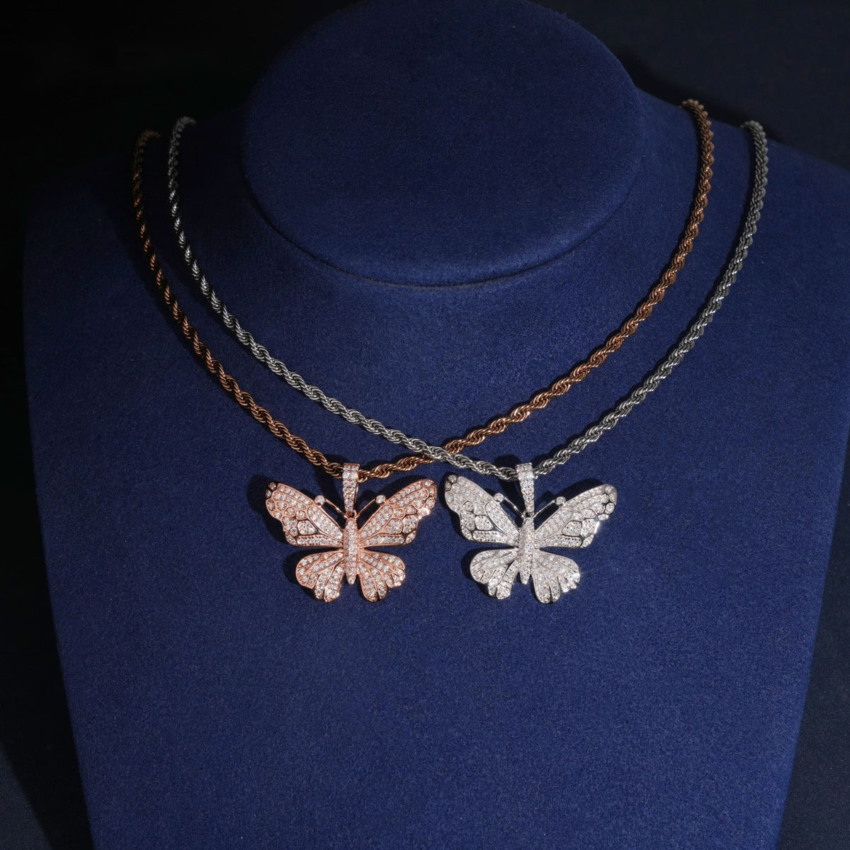 Iced Butterfly Pendant — Moissanite, 925 Silver