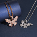Iced Butterfly Pendant — Moissanite, 925 Silver