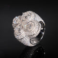 Iced Clover Statement Ring — Moissanite, 925 Silver