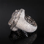 Iced Clover Statement Ring — Moissanite, 925 Silver