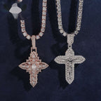 Iced Crucifix Pendant — Moissanite, 925 Silver